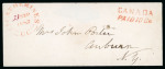 Stamp of Canada » Colony of Canada » Mail to the USA 1857 Stampless Cover – St. Catherines “CANADA PAID 10 Cts.” to Auburn, N.Y.