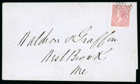 Stamp of Canada » Colony of Canada » Mail to the USA 1852–57 ½d Rose on Circular – Toronto to Westbrooke, Maine