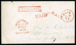 Stamp of Canada » Colony of Canada » Mail to the USA 1855 Stampless Registered Cover – Montreal to New York