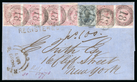 Stamp of Canada » Colony of Canada » Mail to the USA 1852–57 Multiple Pence Stamps on Registered Cover – Kingston to New York