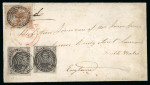 Stamp of Canada » Colony of Canada » Mail to Great Britain 1851 Transatlantic Cover – 3d Red and Two 6d Brown-Purple (Laid Paper)