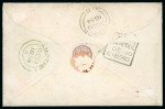 Stamp of Canada » Colony of Canada » Mail to Great Britain 1851 6d Slate-Violet and 1852–57 3d Brown-Red on GB 1d Pink Envelope – Pre-Cartier 10d Rate