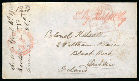 Stamp of Canada » Colony of Canada » Mail to Great Britain 1855 Stampless Envelope – Quebec to Dublin via Cunard “Asia”