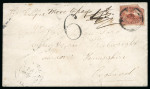 Stamp of Canada » Colony of Canada » Mail to Great Britain 1852–57 3d Brown-Red on Medium Wove – Simcoe to Andover via New York / Cunard “Arabia”