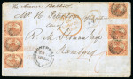 Stamp of Canada » Colony of Canada » Mail to Europe HAMBURG: 1852–57 3d. Orange-Red Multiple Franking via Collins Line