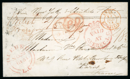 Stamp of Canada » Colony of Canada » Mail to Europe FRANCE: 1851 Quebec to Paris via Cunard
