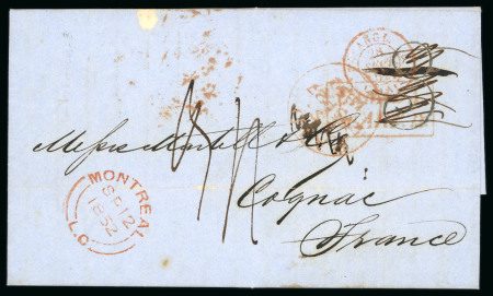 Stamp of Canada » Colony of Canada » Mail to Europe France: 1851 Entire letter from Montreal 12/9/1851