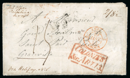 Stamp of Canada » Colony of Canada » Mail to Europe FRANCE: 1853 Paspebiac to Granville – Transatlantic Cunard Letter