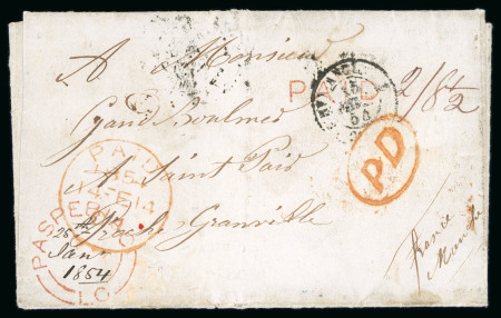 Stamp of Canada » Colony of Canada » Mail to Europe France: 1854 – Paspebiac to Granville via Cunard “Niagara”