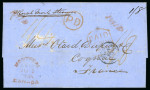 Stamp of Canada » Colony of Canada » Mail to Europe France: 1856 – Montreal to Cognac via Cunard “Canada”