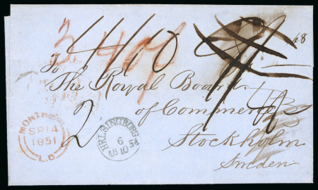 Stamp of Canada » Colony of Canada » Mail to Europe Sweden: 1851 – Montreal to Stockholm via Cunard “America”