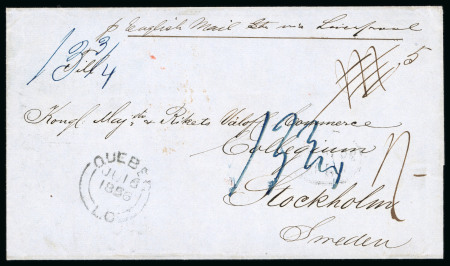 Stamp of Canada » Colony of Canada » Mail to Europe Sweden: 1856 – Quebec Consulate to Stockholm via Cunard “Niagara”