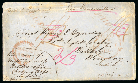Stamp of Canada » Colony of Canada » Mail to Other Countries India: 1851 – Montreal to Bellary via Cunard and Mediterranean Steamers