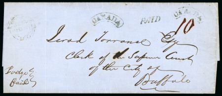 Stamp of Canada » Colony of Canada » Mail to the USA 1855 Stampless Entire to BuffaloEntire with bluish