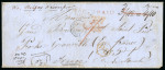 Stamp of Canada » Colony of Canada » Mail to Europe France: 1856 Legal-Size Stampless EnvelopeLegal-size