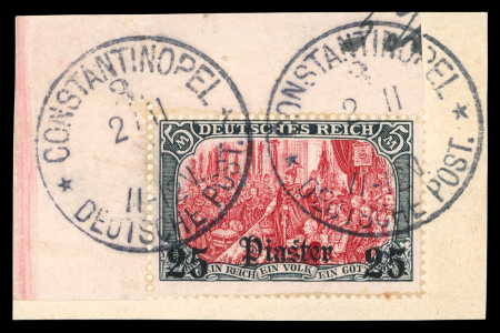 Stamp of Germany » German Foreign Offices » German Post in Turkey 1905, 25 Piaster/5m black and red Michel n° 35a used