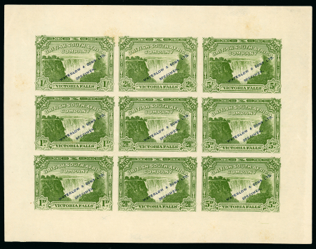 Stamp of Rhodesia 1905 Victoria Falls, complete composite setting of