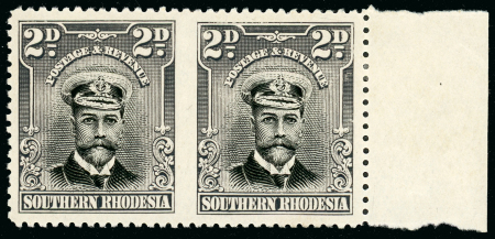 Stamp of Southern Rhodesia 1924-29 2d. black and purple grey horizontal pair from