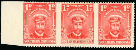 Stamp of Southern Rhodesia 1924-29 1d. bright rose horizontal strip of three from
