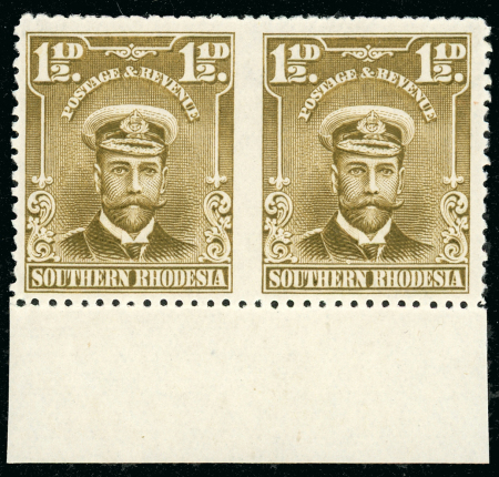 Stamp of Southern Rhodesia 1924-29 1½d. bistre-brown horizontal pair from the