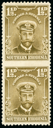 Stamp of Southern Rhodesia 1924-29 1½d. bistre-brown vertical pair, lovely fresh
