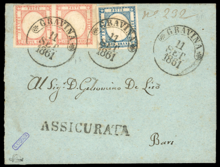 Stamp of Italian States » Naples 1861 (Sep 11) cover sent registered from Gravina (Puglia)