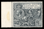 Stamp of Great Britain » King George V » 1924-36 Issues 1929 PUC £1 black mint n.h. left marginal plus a used single