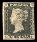 Stamp of Great Britain » 1840 1d Black and 1d Red plates 1a to 11 1840 1d black pl.6 LF with good to large margins, only