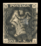 Stamp of Great Britain » 1840 1d Black and 1d Red plates 1a to 11 1840 1d black pl.6 LF with good to large margins, only