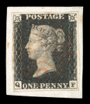 Stamp of Great Britain » 1840 1d Black and 1d Red plates 1a to 11 1840 1d black pl.6 LF with good to large margins, only
