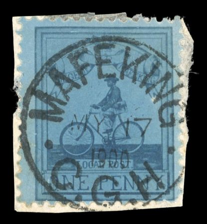 Stamp of South Africa » Mafeking 1900 Major Goodyear 1d deep blue on blue tied to small