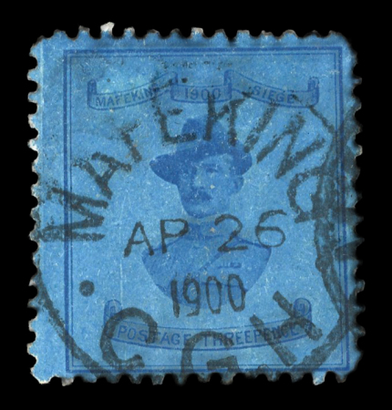 Stamp of South Africa » Mafeking 1900 Baden Powell 3d (21mm wide) deep blue on blue used