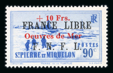 Stamp of Colonies françaises » St. Pierre et Miquelon 1942, type Attelage 90c outremer et 1,40f brun avec