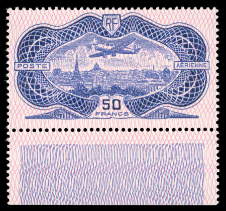Stamp of France » Poste Aérienne 1936 : 50f burelé YT n° 15 neuf ** superbe bord de