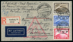 Stamp of Aerophilately » Zeppelins 1933 Chicago Flight 1M, 2M and 4M complete set on 1933 (Oct 6) envelope sent registered by Zeppelin from Hamburg to the Netherlands