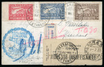 Stamp of Aerophilately » Zeppelins Greece: 1933 (May 25) picture postcard of LZ127 for the Athens-Rome-Rio flight with Zeppelin set of three tied by Athens cds
