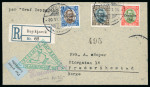 Stamp of Aerophilately » Zeppelins Iceland: 1931 (Jun 30) Iceland Zeppelin Flight (Islandfahrt) envelope sent registered from Reykjavik to Norway with Zeppelin set of three