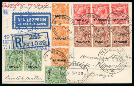 Stamp of Morocco Agencies (British Post Offices) » Tangier International Zone 1933 (Sep 2) 7th South America Zeppelin flight from Tangier to Brazil with multiple franking of Tangier overprints