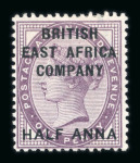 Stamp of Kenya, Uganda and Tanganyika » British East Africa 1890 1/2a on 1d lilac mint h.r. and used on piece with