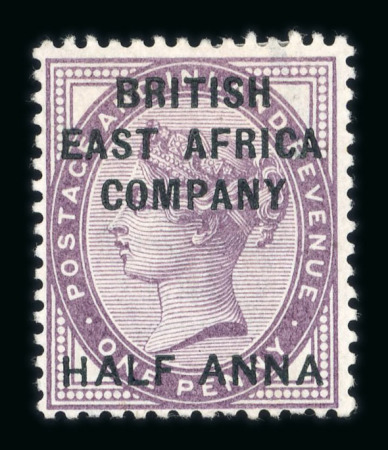 Stamp of Kenya, Uganda and Tanganyika » British East Africa 1890 1/2a on 1d lilac mint h.r. and used on piece with