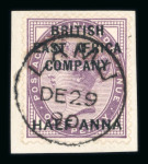 Stamp of Kenya, Uganda and Tanganyika » British East Africa 1890 1/2a on 1d lilac mint h.r. and used on piece with