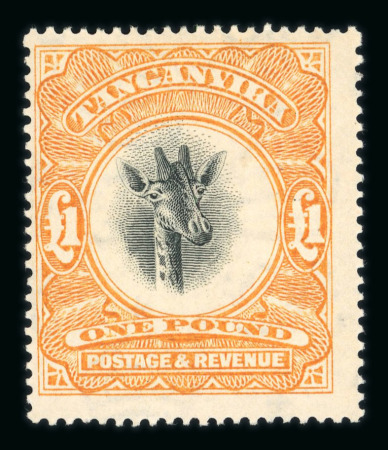 Stamp of Tanganyika 1922-24 Giraffe £1 yellow-orange mint large part o.g.,