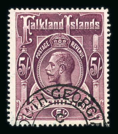 Stamp of Falkland Islands » Dependencies - South Georgia 1912-23 5s reddish maroon cancelled-to-order with South Georgia cds