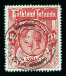 Stamp of Falkland Islands » Dependencies - South Georgia 1912-23 10s red on green with complete South Georgia JU 7 13 cds