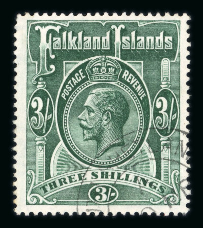 Stamp of Falkland Islands » Dependencies - South Shetlands 1912-23 3s slate-green with South Shetlands cds, highly like a Madame Joseph forgery