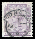 Stamp of Great Britain » 1855-1900 Surface Printed » 1883-84 & 1888 High Values 1883-84 5s rose on blued paper neatly used with London cancel and 2s6d on blued paper used but looks to have faked bluing