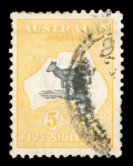 Stamp of Australia » Commonwealth of Australia 1915-27 wmk narrow crown 5s grey & yellow with watermark inverted, used