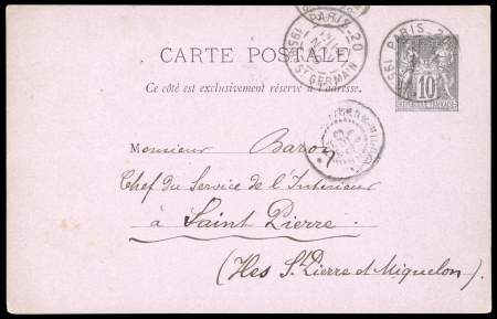 Stamp of Colonies françaises » St. Pierre et Miquelon 1889, entier postal type carte postale Sage 10c envoyé