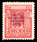 Stamp of Italy » Aegean Islands » Dodecanese Rhodes :1931, eucharistic congress 20c red inverted