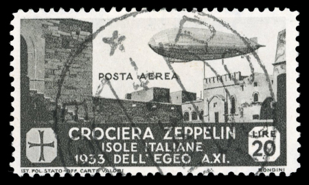 Stamp of Italy » Aegean Islands 1933, airmail Zeppelin cruise complete set, used stamps